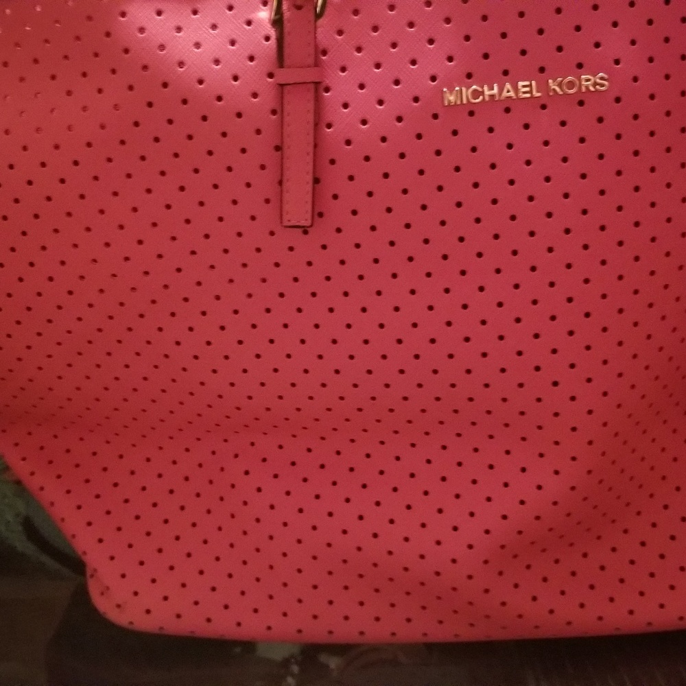 Michael Kors  pink perforated purse jet set tote